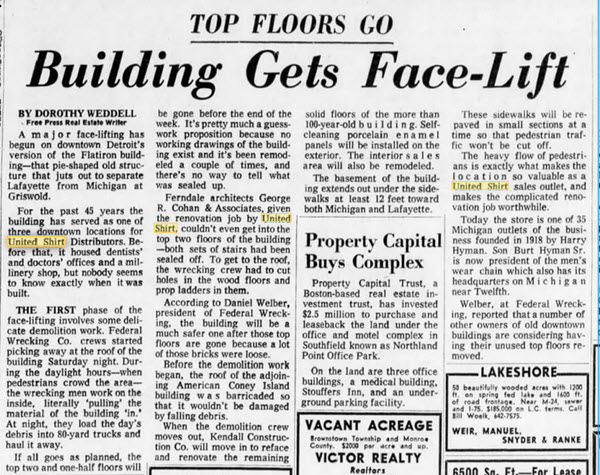 United Shirt - Bulding Remodel In 1971